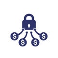 locked funds, money icon on white Royalty Free Stock Photo