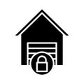 Locked garage parking transport silhouette style icon design