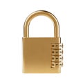 Locked Golden Combination Padlock Closeup. 3d Rendering Royalty Free Stock Photo