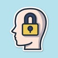 locked head editable cartoon style sticker vector Royalty Free Stock Photo