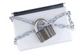 Locked laptop with chains ,