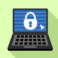 Locked laptop icon, flat style Royalty Free Stock Photo