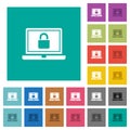 Locked laptop square flat multi colored icons Royalty Free Stock Photo