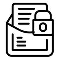 Locked mail icon outline vector. Server system