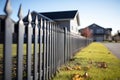 locked metal fence around a house