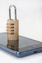 Locked mobile phone with padlock Royalty Free Stock Photo