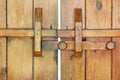 Locked old wooden door background