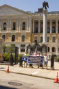 Locked-Out National Grid Workers protest outside Massachusetts S Royalty Free Stock Photo