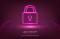 Locked padlock icon in shiny neon graphic style