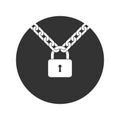 Padlock on the metal chains graphic icon