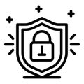 Locked padlock shield icon, outline style Royalty Free Stock Photo