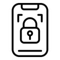 Locked phone icon, outline style