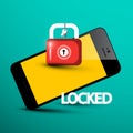 Locked Phone Symbol. Vector Cellphone with Lock. Royalty Free Stock Photo