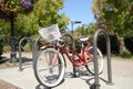 Locked Red Bike Royalty Free Stock Photo