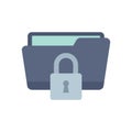 Locked remote folder icon flat isolated vector Royalty Free Stock Photo