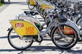 Locked rental bikes in the city