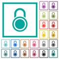 Locked round padlock flat color icons with quadrant frames Royalty Free Stock Photo