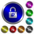 Locked Rubles luminous coin-like round color buttons
