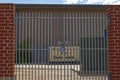 A locked security gate industrial machines and building