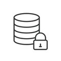 Locked server, icon in line design. Locked, server, security, protection, data, encryption, access on white background