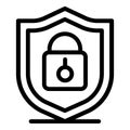 Locked shield icon, outline style