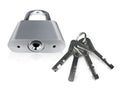 Locked Silver Padlock on a white background Royalty Free Stock Photo