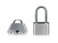 Locked Silver Padlock on a white background Royalty Free Stock Photo
