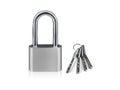 Locked Silver Padlock on a white background Royalty Free Stock Photo