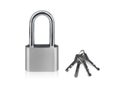 Locked Silver Padlock on a white background Royalty Free Stock Photo