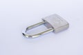 Locked Silver Padlock on the white background. Royalty Free Stock Photo