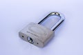 Locked Silver Padlock on the white background. Royalty Free Stock Photo
