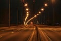 Locked Theodor Heuss Bridge in Dusseldorf at night Royalty Free Stock Photo