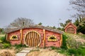 Locked tiny houses looking loke the Hobbiton in Rizhao, China Royalty Free Stock Photo