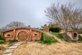 Locked tiny houses looking loke the Hobbiton in Rizhao, China Royalty Free Stock Photo
