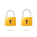 Locked and unlocked padlock vector illustration Royalty Free Stock Photo