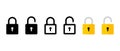 Locked and unlocked vector icons set. Color collection sign of web close and open lock