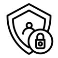 Locked user line icon. Account with shield vector illustration isolated on white. Human privacy outline style design Royalty Free Stock Photo