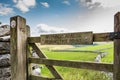 Locked, wooden farm gate with no right of access to the public, seen in the Dales.