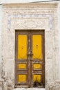 Locked Wooden Front Door of the Old House with Big Lock Royalty Free Stock Photo