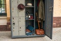 A locker filled with random unclaimed items. generated using AI. Royalty Free Stock Photo