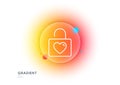 Locker with Heart line icon. Love symbol. Gradient blur button. Vector