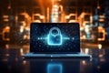 Locker on laptop screen. Cyber security, Antivirus concept Royalty Free Stock Photo