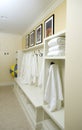 Locker room with bathrobes towels Royalty Free Stock Photo