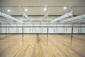 Locker room is constructed from pipes with hooks Royalty Free Stock Photo