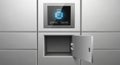 Locker system with a touchscreen interface featuring buttons Royalty Free Stock Photo