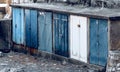 Lockers with blue and white wooden doors Royalty Free Stock Photo