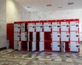 Lockers cabinets in a locker room. lockers at a railway station on Yaroslavsky railway station