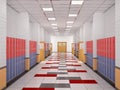 Lockers in the high school hallway. Royalty Free Stock Photo