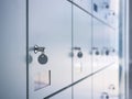 Lockers with key in Locker Room Safety box Royalty Free Stock Photo