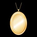 Locket, Vintage Engraved Oval Gold Keepsake Jewelry, Necklace Chain, isolated on black